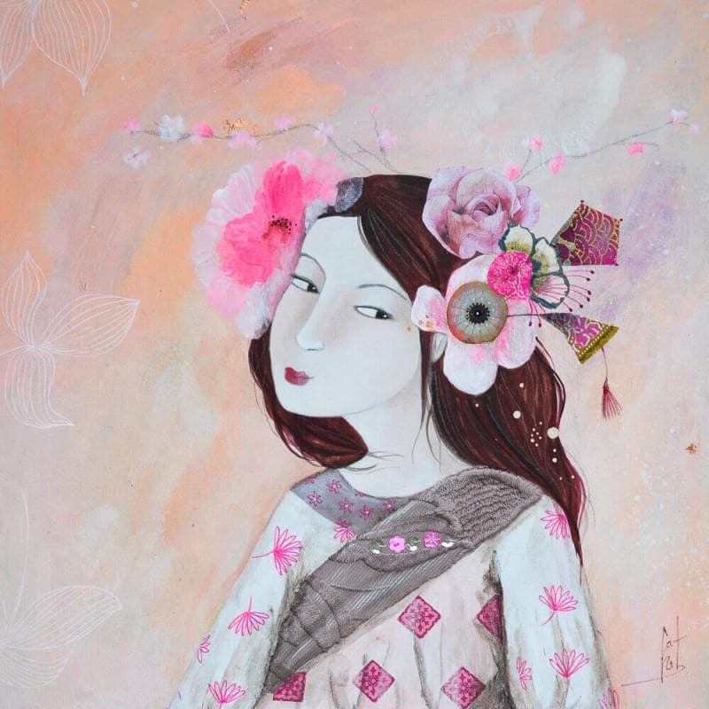 Gemälde Parure de printemps 1 von Rebeyre Catherine | Gemälde Naive Kunst Alltagsszenen Acryl