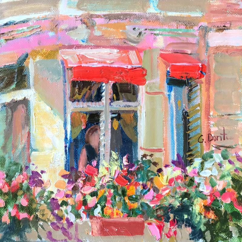 Gemälde Le balcon en fleurs  von Dontu Grigore | Gemälde Figurativ Urban Öl