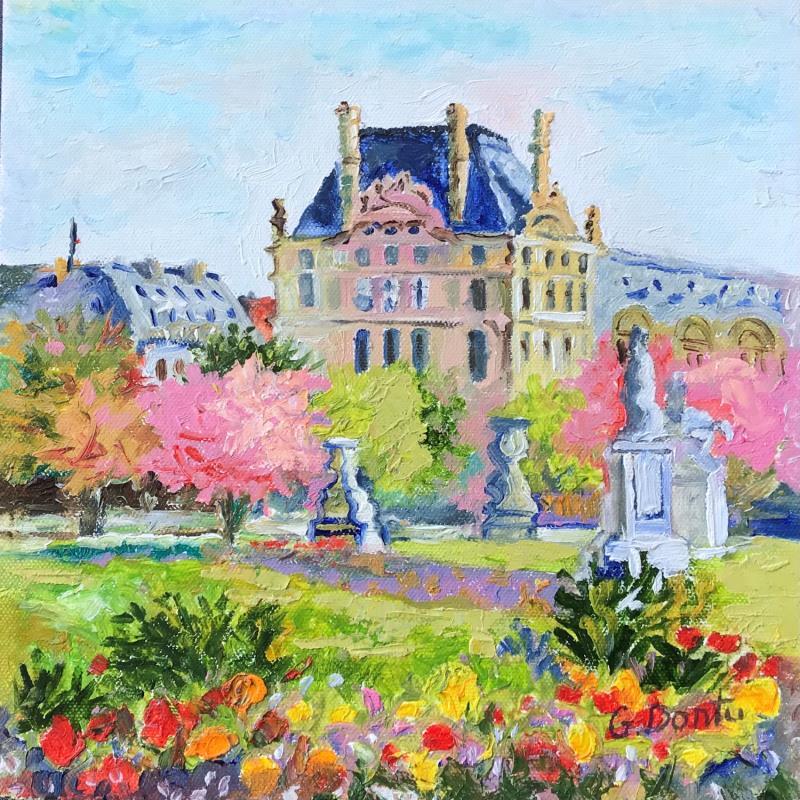 Peinture Le jardin de Luxembourg en fleurs  par Dontu Grigore | Tableau Figuratif Urbain Huile