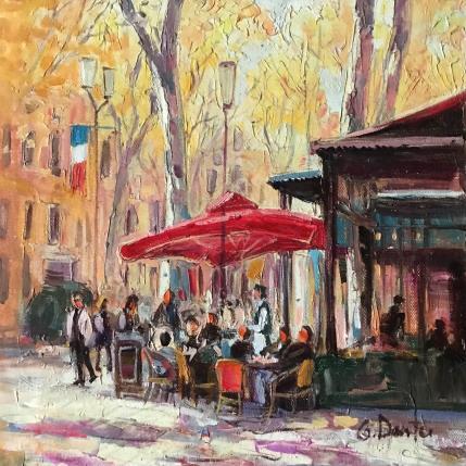 Gemälde Le café en automne  von Dontu Grigore | Gemälde Figurativ Öl Urban