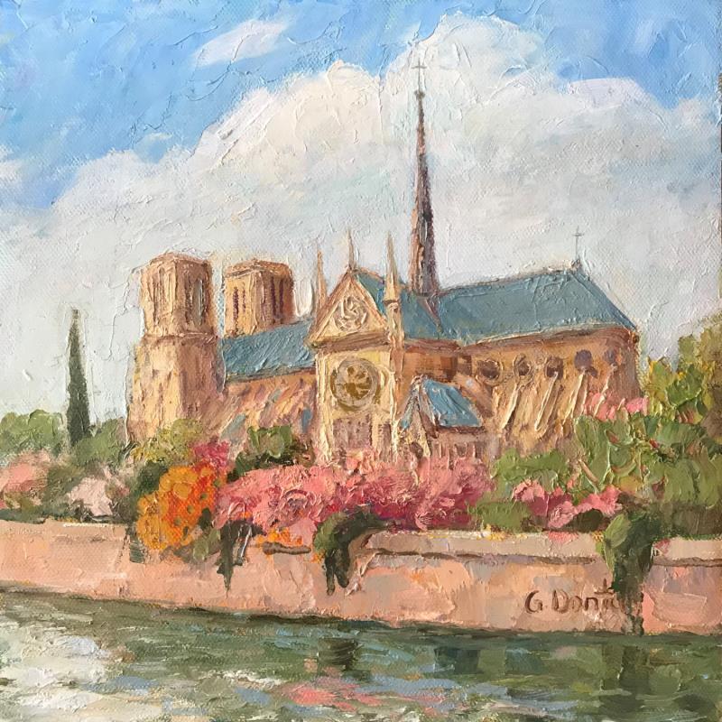 Peinture Notre Dame de Paris au printemps  par Dontu Grigore | Tableau Figuratif Urbain Huile
