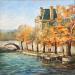 Peinture Le quai du Louvre en automne  par Dontu Grigore | Tableau Figuratif Urbain Huile