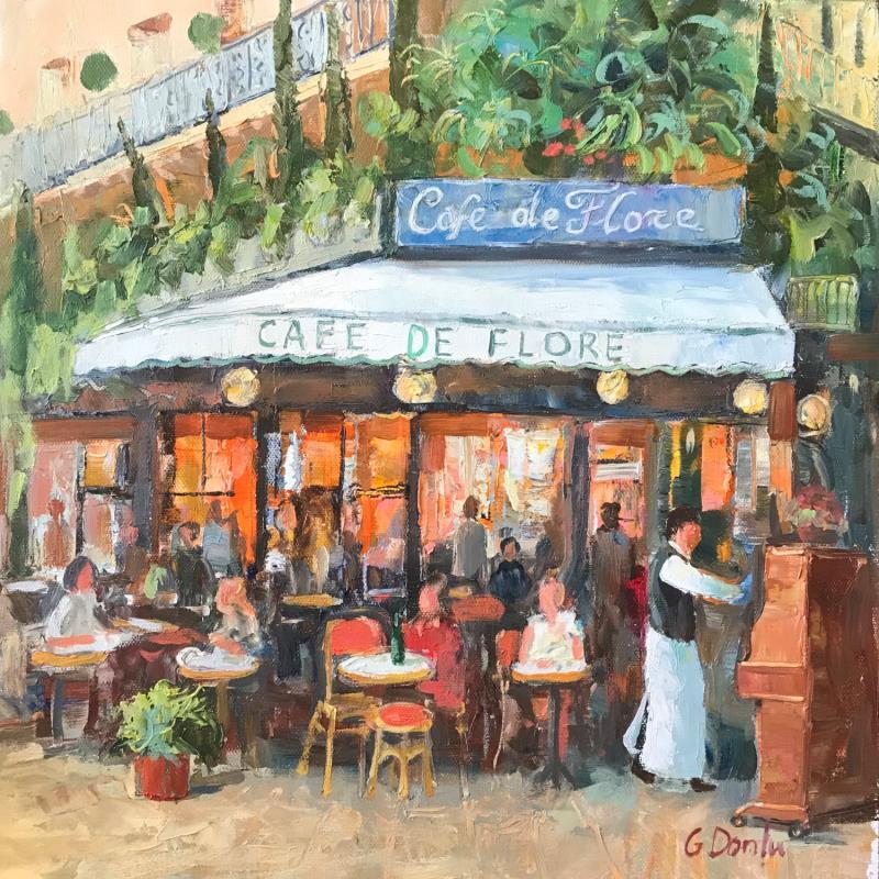Peinture Café de Flore  par Dontu Grigore | Tableau Figuratif Urbain Huile