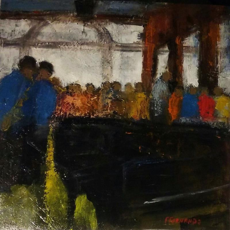 Painting En attendant le pianiste -7 by Fernando | Painting Figurative Oil Life style