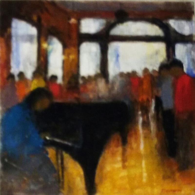 Painting Le concert by Fernando | Painting Figurative Music Life style Oil