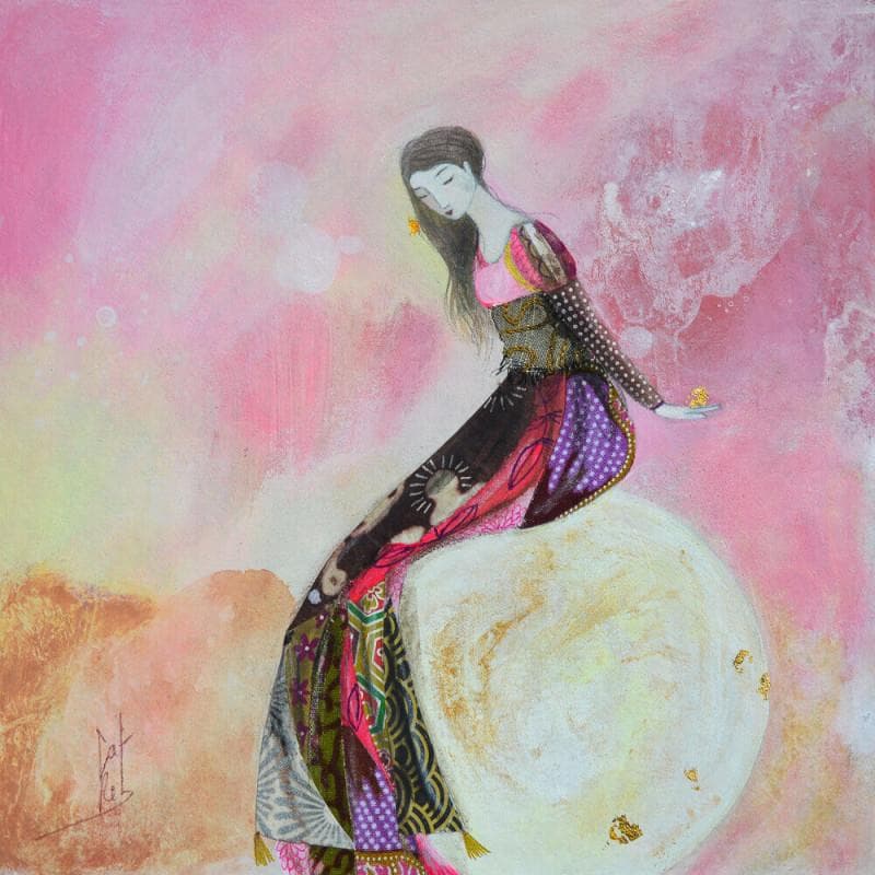 Gemälde Ma bulle von Rebeyre Catherine | Gemälde Naive Kunst Alltagsszenen Acryl