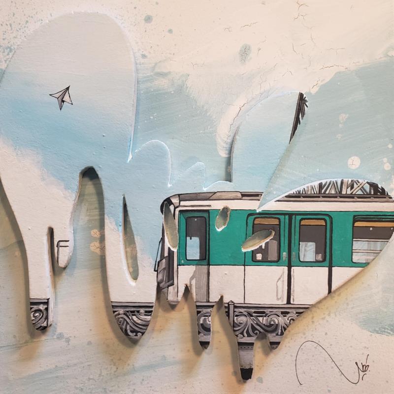 Gemälde Ligne 6 von Lassalle Ludo | Gemälde Street art Landschaften Urban Architektur Graffiti Holz Acryl