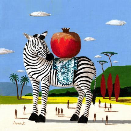 Painting Zèbre à la grenade by Lionnet Pascal | Painting Surrealism Acrylic Animals, Landscapes, Life style, Pop icons