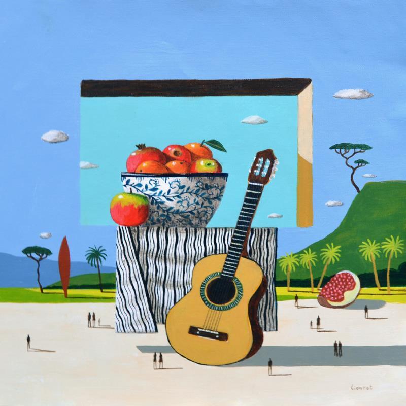Painting Guitare classique by Lionnet Pascal | Painting Surrealism Acrylic Landscapes, Life style, Still-life