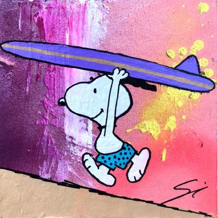 Painting LET’S SURF SNOOPY by Mestres Sergi | Painting Pop art Acrylic, Cardboard, Graffiti Pop icons