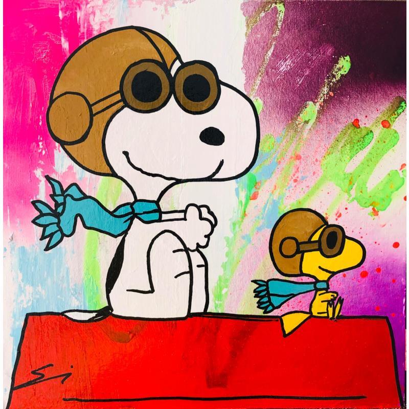 Painting SNOOPY THE GREAT DRIVER by Mestres Sergi | Painting Pop-art Acrylic, Graffiti Pop icons