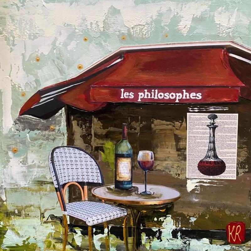 Gemälde Paris , le Marais von Romanelli Karine | Gemälde Figurativ Urban Alltagsszenen Acryl Collage Posca Pastell
