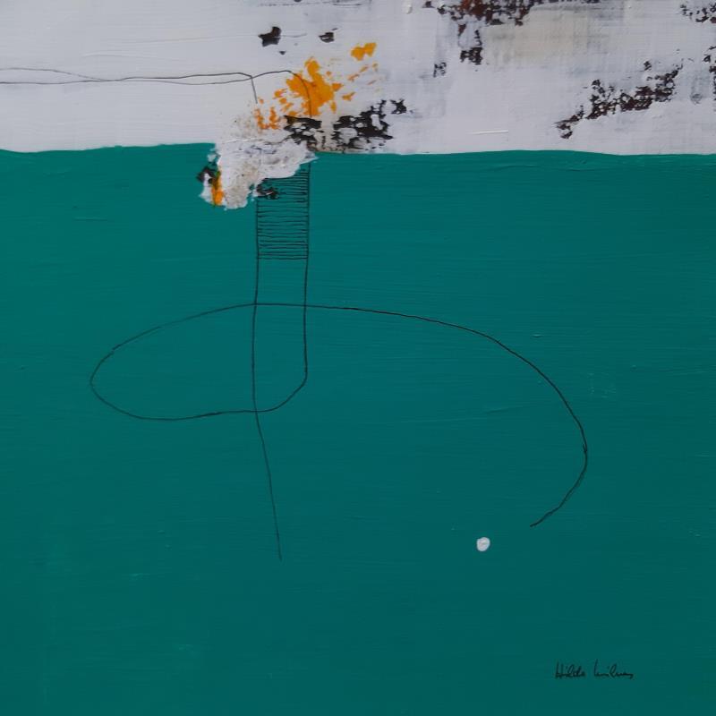 Gemälde Abstract green B 55 von Wilms Hilde | Gemälde Abstrakt Acryl, Collage Pop-Ikonen