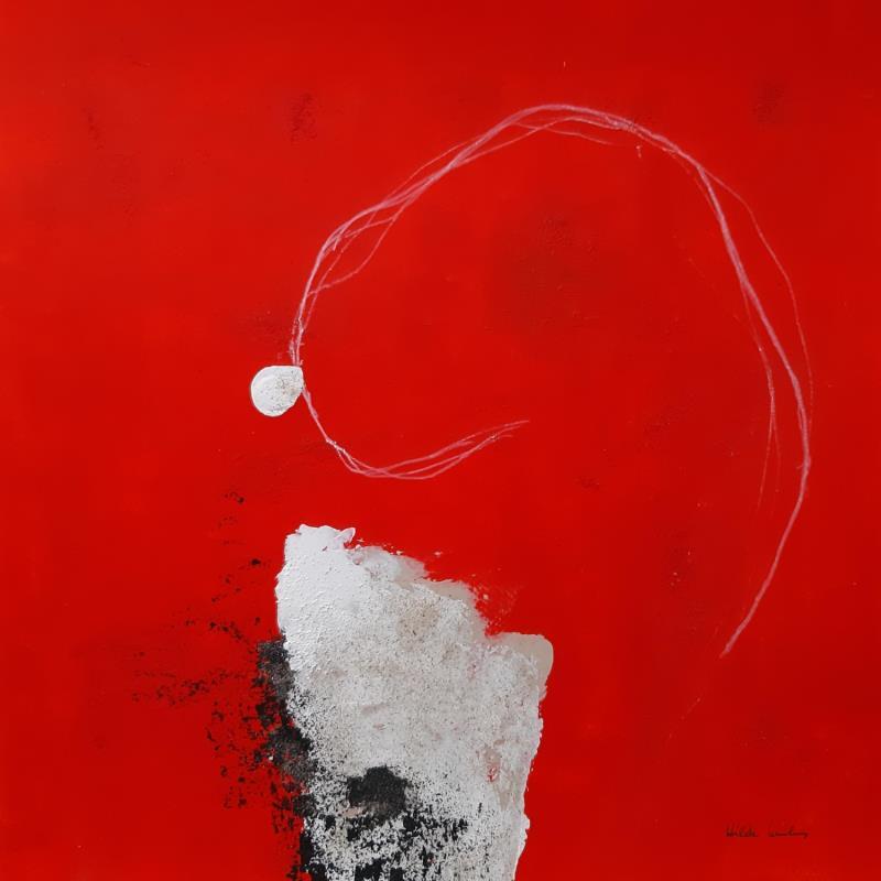 Painting abstract red D 33 by Wilms Hilde | Painting Abstract Acrylic Gluing