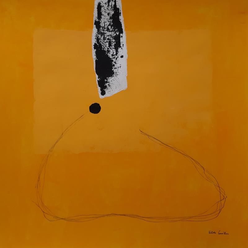 Peinture abstract yellow D 38 par Wilms Hilde | Tableau Abstrait Acrylique Collage