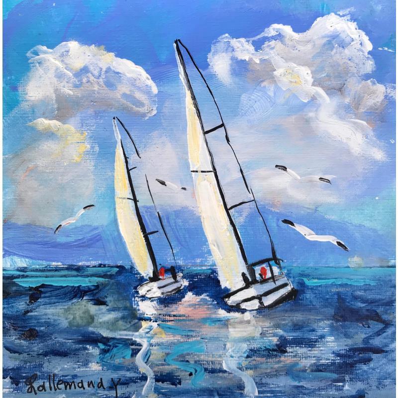 Painting Voiliers by Lallemand Yves | Painting Figurative Acrylic Marine, Sport