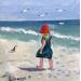 Peinture Petite fille et mouette par Lallemand Yves | Tableau Figuratif Marine Enfant Acrylique