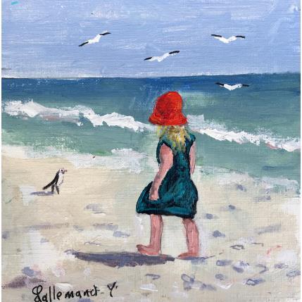 Gemälde Petite fille et mouette von Lallemand Yves | Gemälde Figurativ Acryl Kinder, Marine