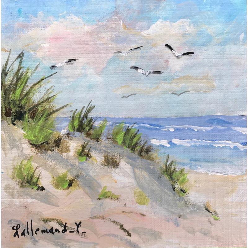 Painting Dunes et mouettes 3 by Lallemand Yves | Painting Figurative Marine Acrylic