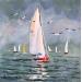 Painting Voiliers et mouettes by Lallemand Yves | Painting Figurative Marine Sport Acrylic