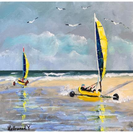 Painting Chars à voile côte d'opale 2 by Lallemand Yves | Painting Figurative Acrylic Marine, Sport