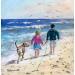 Peinture Enfants se promenant sur la plage par Lallemand Yves | Tableau Figuratif Marine Enfant Acrylique
