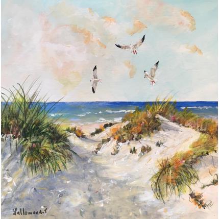 Painting Dune et mouettes 1 by Lallemand Yves | Painting Figurative Acrylic Marine