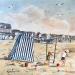 Gemälde Cabine de plage von Lallemand Yves | Gemälde Figurativ Marine Kinder Acryl