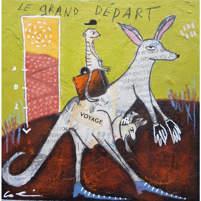 Gemälde Le grand départ  von Colin Sylvie | Gemälde Art brut Acryl, Collage, Pastell Tiere