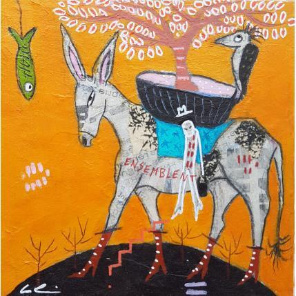 Peinture Reforestation  par Colin Sylvie | Tableau Art Singulier Acrylique, Collage, Pastel animaux