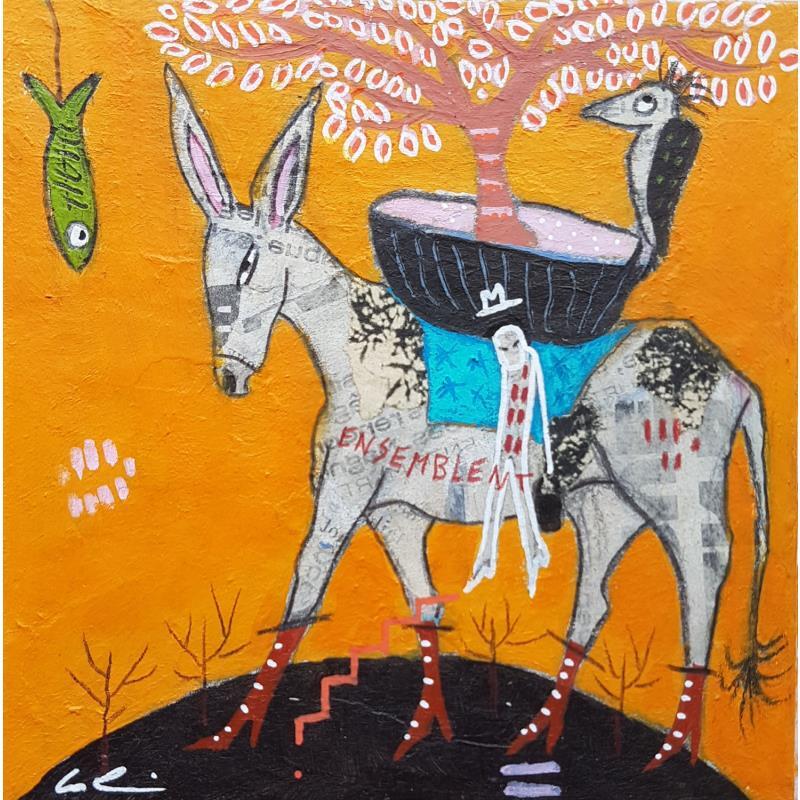 Gemälde Reforestation  von Colin Sylvie | Gemälde Art brut Tiere Acryl Collage Pastell