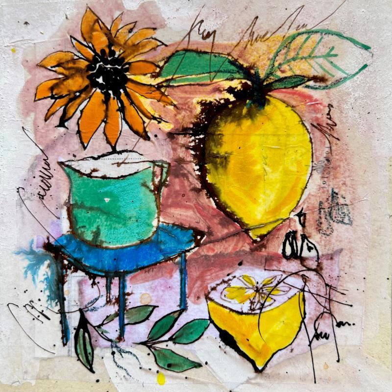 Peinture Limonade par Colombo Cécile | Tableau Art naïf Acrylique, Aquarelle, Collage, Encre, Pastel Nature, Natures mortes