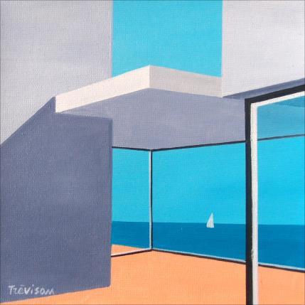 Gemälde Glass and sky von Trevisan Carlo | Gemälde Surrealismus Öl Architektur, Marine, Pop-Ikonen