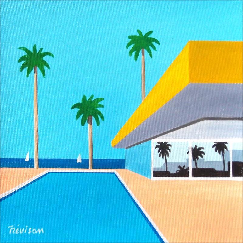 Painting Three palms by Trevisan Carlo | Painting Surrealism Oil Architecture, Marine, Minimalist, Pop icons