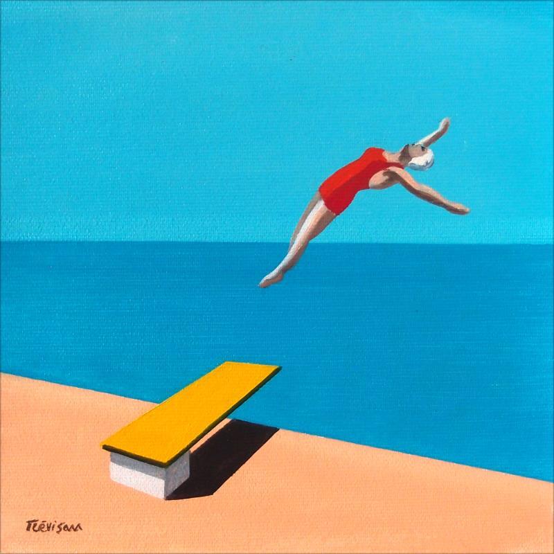 Painting Yellow trampoline by Trevisan Carlo | Painting Surrealism Oil Architecture, Marine, Nature, Pop icons