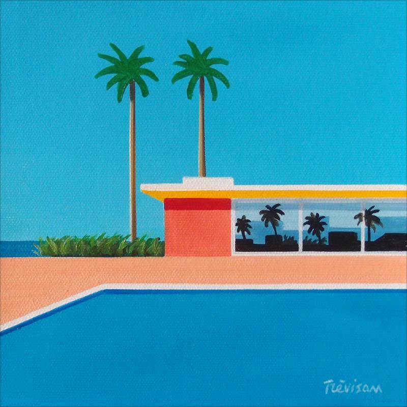 Gemälde California pool von Trevisan Carlo | Gemälde Surrealismus Marine Architektur Minimalistisch Öl