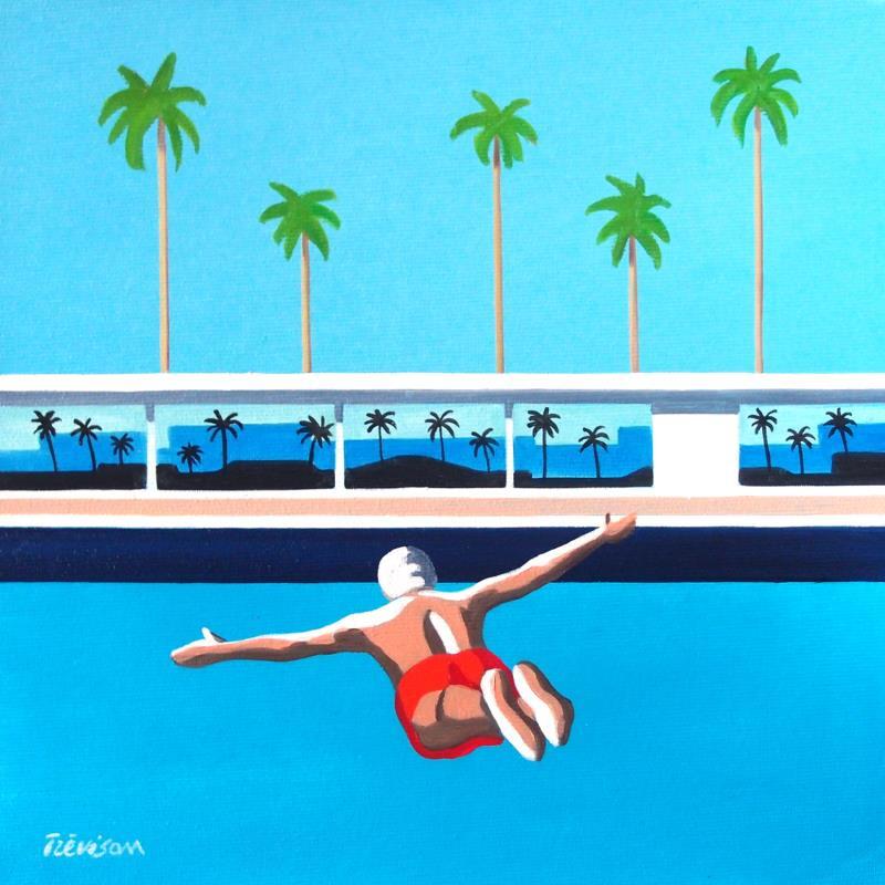 Painting Jump in the swimming pool by Trevisan Carlo | Painting Surrealism Architecture Oil