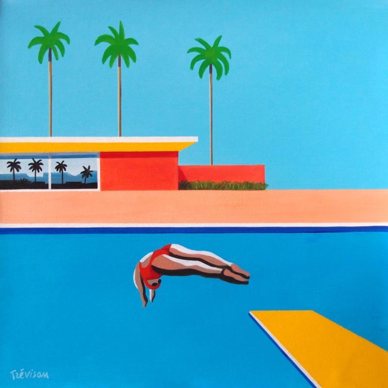 Gemälde Before bigger splash von Trevisan Carlo | Gemälde Surrealismus Sport Architektur Minimalistisch Öl