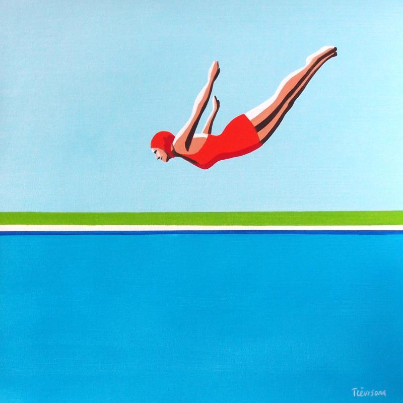 Painting Red flight by Trevisan Carlo | Painting Surrealism Marine Sport Minimalist Oil