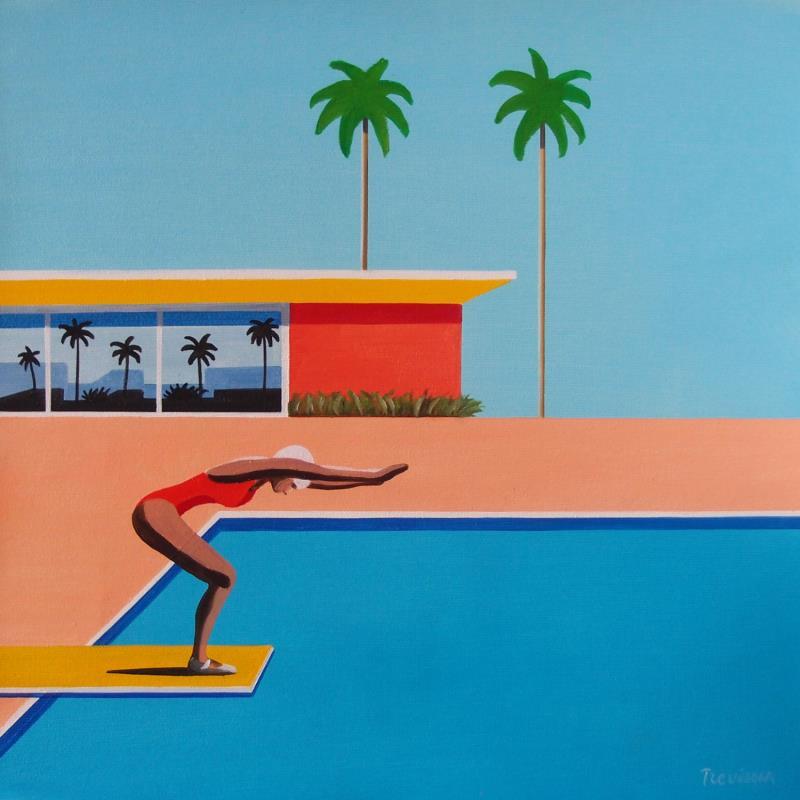Painting Ready for jump by Trevisan Carlo | Painting Surrealism Sport Architecture Minimalist Oil