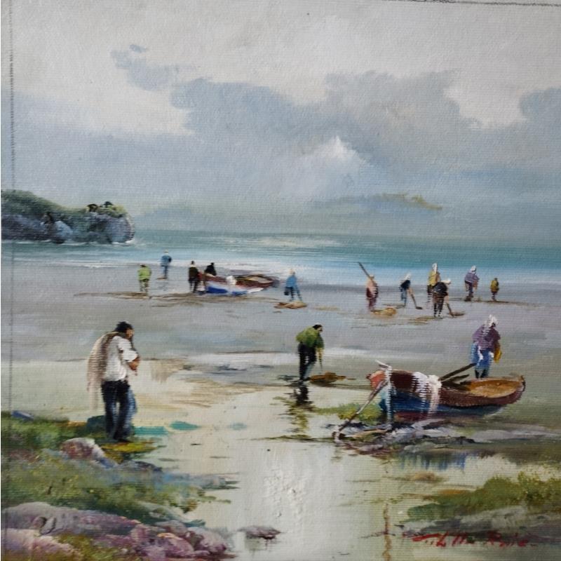 Painting Mariscando by Cabello Ruiz Jose | Painting Figurative Oil Marine