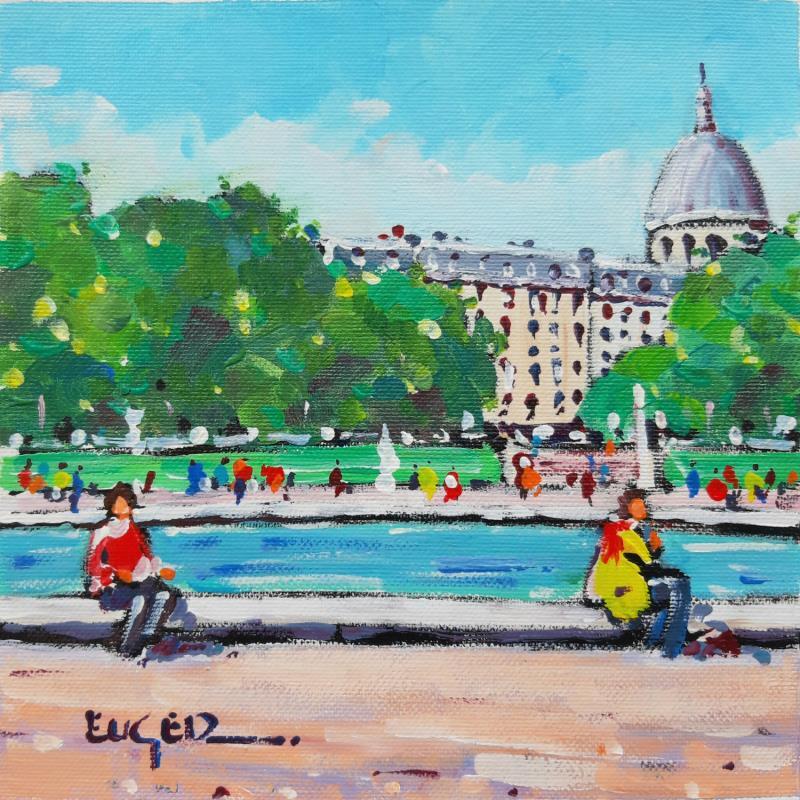Painting LES JARDINS DU LUXEMBOURG by Euger | Painting Figurative Urban Life style Acrylic
