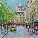 Peinture PLACE D'ANVERS A PARIS par Euger | Tableau Figuratif Urbain Scènes de vie Acrylique