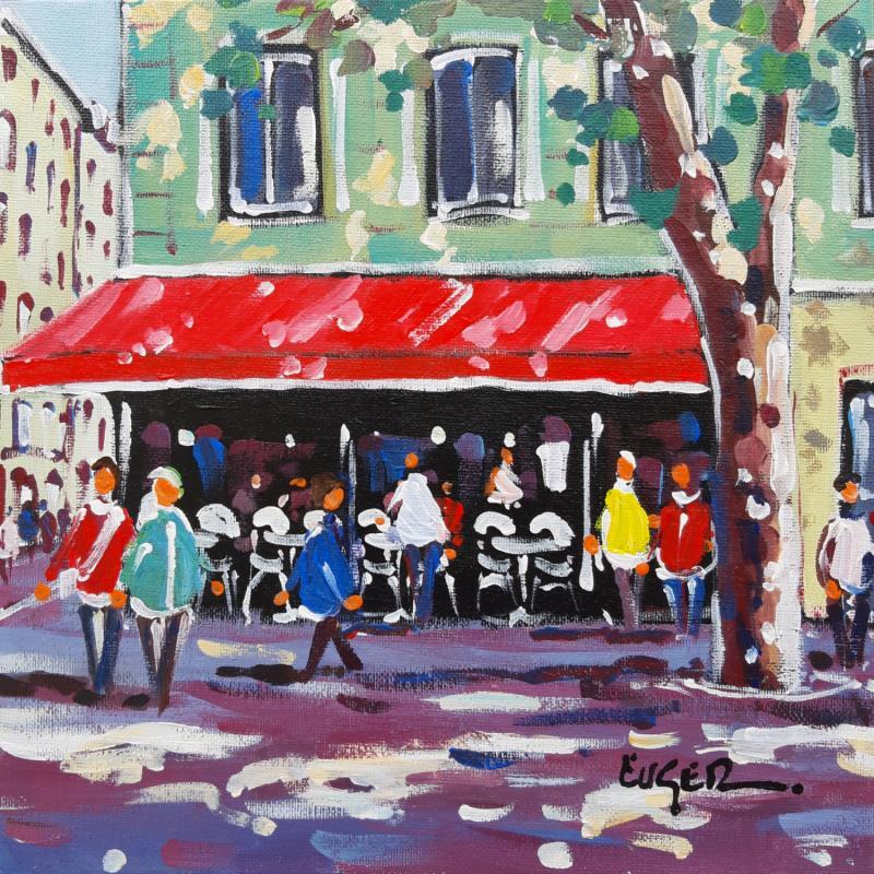 Painting TERRASSE OMBRAGEE A PARIS by Euger | Painting Figurative Urban Life style Acrylic