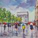 Painting CHAMPS ELYSEES SOUS LA PLUIE by Euger | Painting Figurative Urban Life style Acrylic