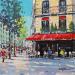 Gemälde TERRASSE PRES DE LA TOUR EIFFEL von Euger | Gemälde Figurativ Urban Alltagsszenen Acryl