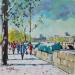 Gemälde NEIGE SUR LES QUAIS DE PARIS von Euger | Gemälde Figurativ Urban Alltagsszenen Acryl