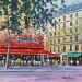 Painting TERRASSE BOULEVARD HAUSSMANN by Euger | Painting Figurative Urban Life style Acrylic