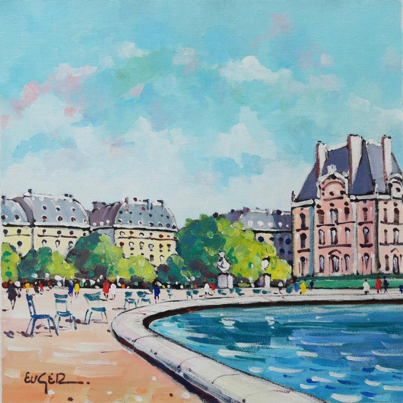 Painting JARDINS DES TUILERIES by Euger | Painting Figurative Landscapes Urban Life style Acrylic
