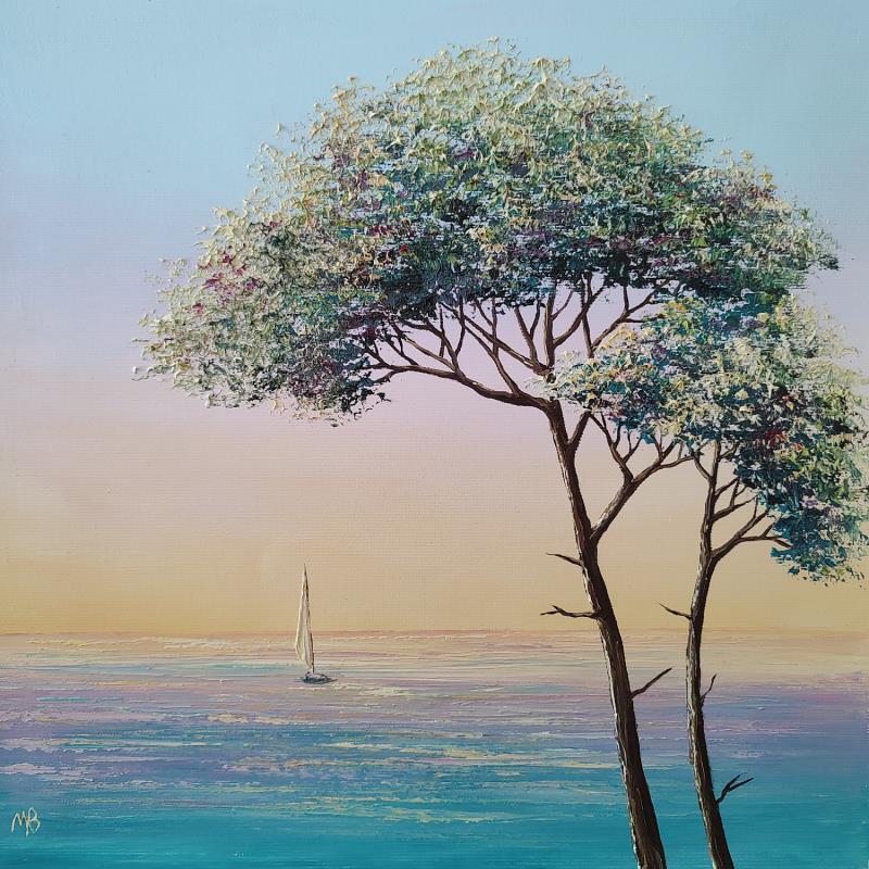 Painting Sérénité sur la côte by Blandin Magali | Painting Figurative Landscapes Oil